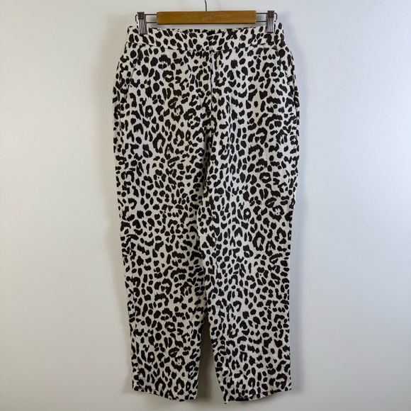 J.Crew Easy Pants Ivory Leopard Linen Lyocell Straight Taper Leg Trousers Size 6 - Picture 13 of 13